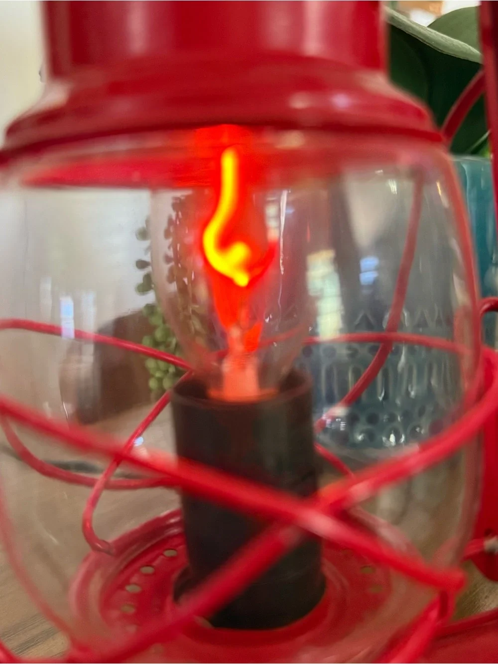 Red Vintage-Style Hurricane Lantern - Home Accent